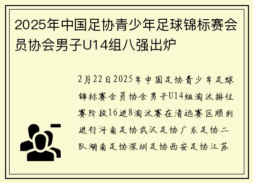 2025年中国足协青少年足球锦标赛会员协会男子U14组八强出炉
