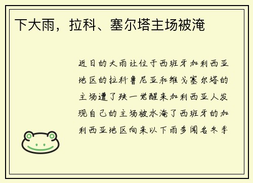 下大雨，拉科、塞尔塔主场被淹
