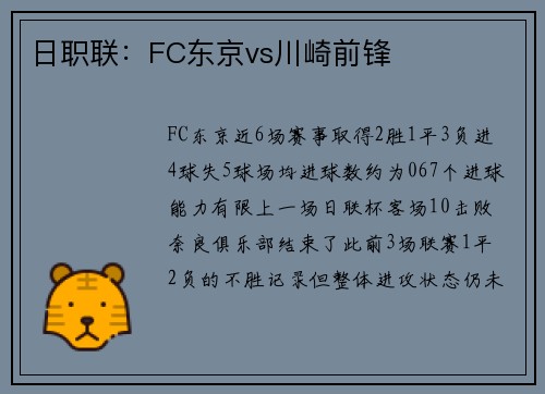 日职联:FC东京vs川崎前锋