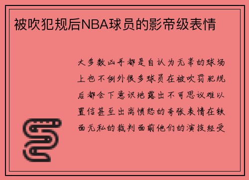 被吹犯规后NBA球员的影帝级表情